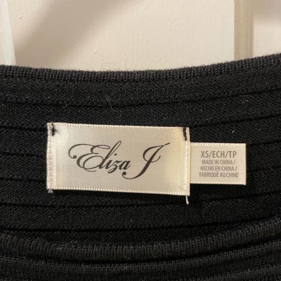 Eliza J Black Sheer Mesh Ribbed Dress - Picture 6 of 6